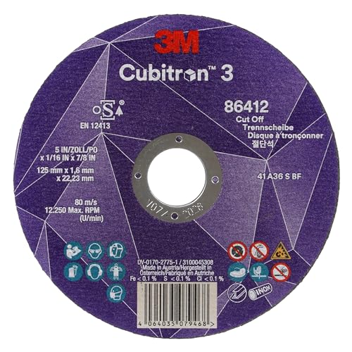 3M Cubitron 3 Trennscheibe, 86616, 60+, T41, 115 mm x 1 mm x 22,23 mm, EN, 25/Pack von Cubitron