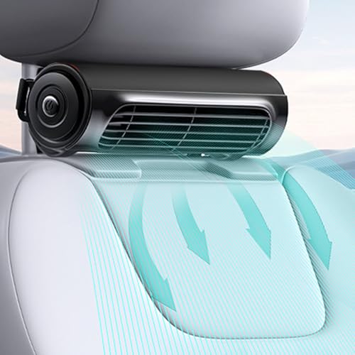 Auto-Ventilator für Fahrer- und Beifahrersitz, 3 Geschwindigkeiten, Verstellbar, Geräuschlos, Starker Wind, USB-Rücksitz-Lüfter mit 1,5 M Kabel, Kopfstützen-Nackenventilator für von Cuifati