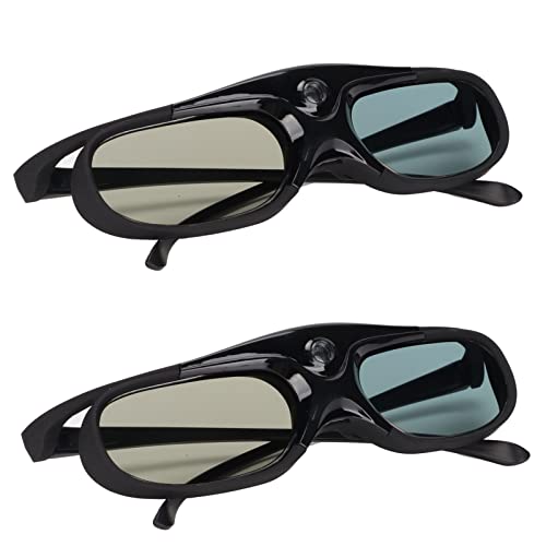 Cuifati 2 Stück DLP 3D-Brille, 144 Hz Wiederaufladbare 3D-Aktiv-Shutter-Brille DLP LinK LCD-Linse 3D-Brille für 3D-DLP-Orojektoren für Optoma, für BenQ, für Acer, für Vivitek, für Dell, für Viewsonic von Cuifati