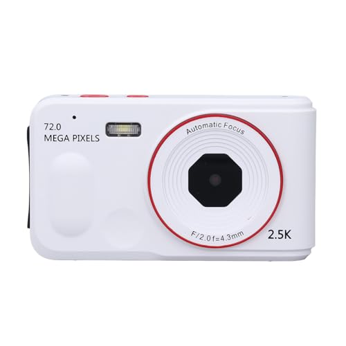 Cuifati 72 MP 2,5 K HD-Digitalkamera, IPS-Farbdisplay, Autofokus Anti Shake 48 MP, Tragbar, 16-Fach Digitalzoom-Kamera für Fotografie, Videoaufzeichnung, Reisen (White) von Cuifati