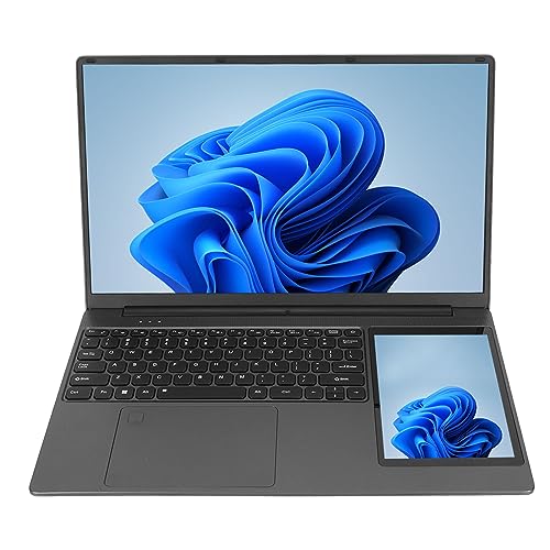 Cuifati Doppelbildschirm-Laptop mit 15,6-Zoll- und 7-Zoll-Full-HD-IPS-Touch-Display, Quad-Core-CPU, 16 GB LPDDR4-RAM, SSD-Antrieb, Tastatur mit Hintergrundbeleuchtung, Mehreren (16+2 TB von Cuifati