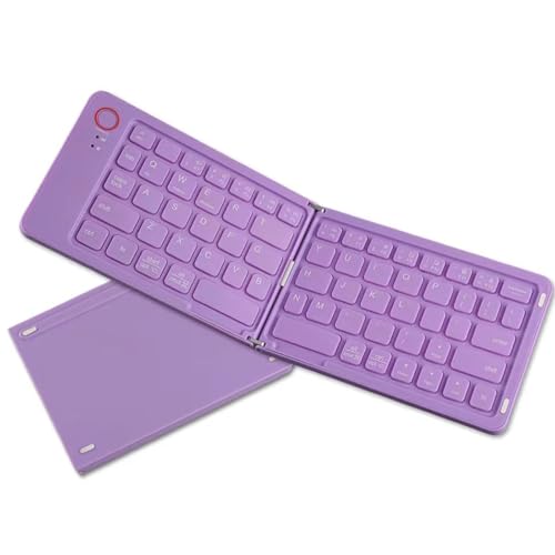 Cuifati Faltbare Bluetooth -Tastatur - Ultra Schlank, Tragbar, Taschengröße, 67 Tasten Wiederaufladbare Drahtlose Reise -Reise -Tastatur für Android -Smartphone -Tablet -Laptop (Purple) von Cuifati