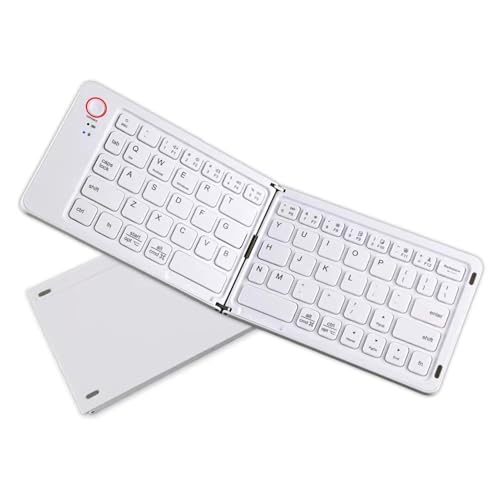 Cuifati Faltbare Bluetooth -Tastatur - Ultra Schlank, Tragbar, Taschengröße, 67 Tasten Wiederaufladbare Drahtlose Reise -Reise -Tastatur für Android -Smartphone -Tablet -Laptop (White) von Cuifati