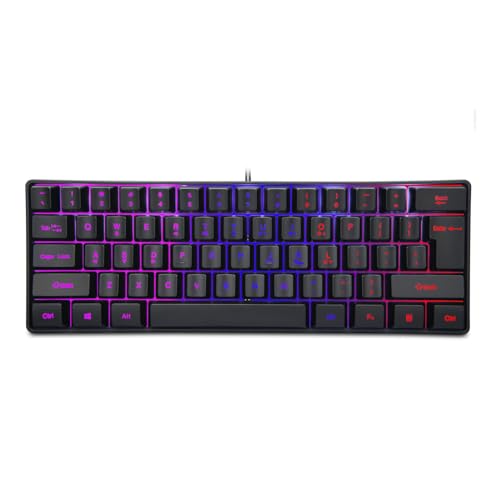 Cuifati Kabellose, Kompakte Gaming-Tastatur, 61 Tasten, RGB-Hintergrundbeleuchtung, Ergonomisches Mechanisches Gefühl, Tragbares Design für PC-Spieler, Schwarz von Cuifati