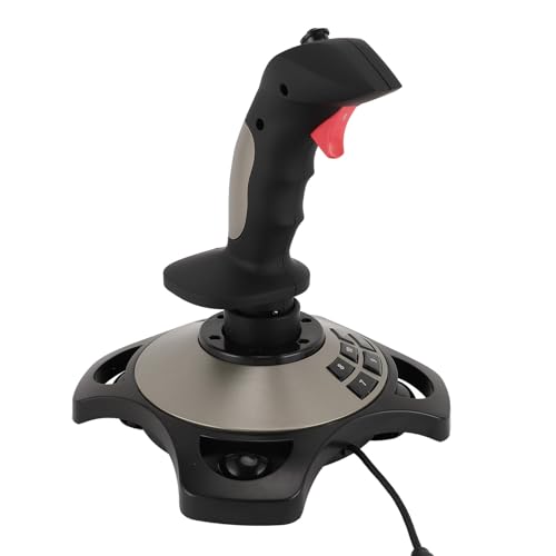 Cuifati PC-Flug-Joystick, Kabelgebundener Flight-Stick mit Vibrationsfunktion, Gassteuerung, 4 Achsen, 12 Programmierbare Tasten, Kompatibel mit Win 7 8 10 11 für PC Laptop von Cuifati