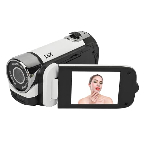 Digitalkamera, Autofokus, FHD 4K Vlogging-Kamera mit Dual-Kamera, 16 MP, 16-facher Digitalzoom, Kompaktkamera, Tragbarer Camcorder für Teenager und Erwachsene (White) von Cuifati