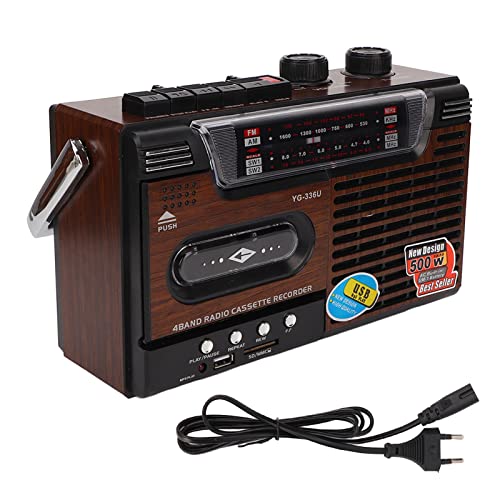 Upgrade TR621 CD- und Kassettenspieler-Kombination mit Fernbedienung, Tragbarer Boombox AM FM-Radio, MP3-Player-Stereo-Sound, USB, TF-Anschluss, für die Familie (EU-Stecker) von Cuifati