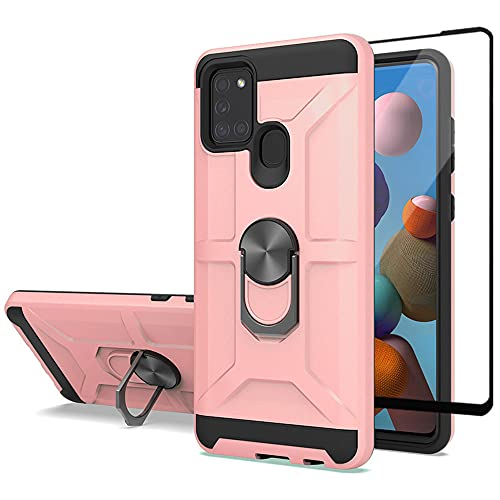 Cuoqing Hülle für Samsung Galaxy A21s, Samsung A21s Hülle, 360 Grad Ring Handyhülle Hull Bumper Schutzhülle Hüllen für Samsung Galaxy A21s Handyhülle,Rose Gold von Cuoqing