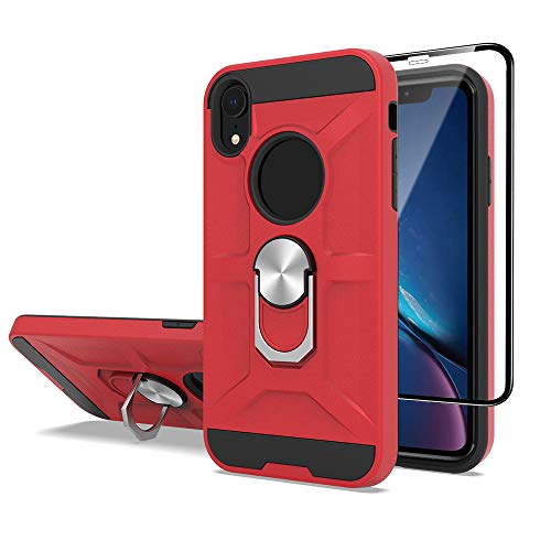 Cuoqing Hülle für iPhone XR, iPhone XR Hülle, 360 Grad Ring Handy Hüllen Cover Bumper Schutzhülle Case für iPhone XR Handyhülle,Red von Cuoqing