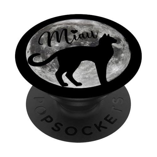 Cat and Moon Miau im Mondlicht Schatten Mond Moonnight PopSockets mit austauschbarem PopGrip von Curlyfox Design