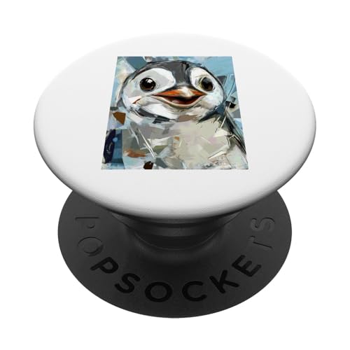 Cooler Pinguin Weihnachten posiert auf Portrait Kunstwerk PopSockets Klebender PopGrip von Curlyfox Design