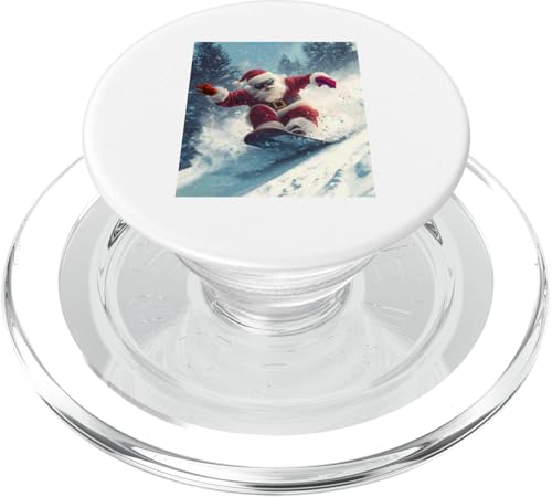 Cooler Weihnachtsmann Santa auf Snowboard mit Sonnenbrille 1 PopSockets PopGrip für MagSafe von Curlyfox Design