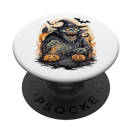 Cooles Halloween Green Dark Monster Motiv mit Kürbissen PopSockets mit austauschbarem PopGrip von Curlyfox Design