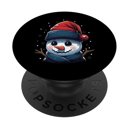 Cooles Weihnachtmotiv Süsser Schneemann mit Santa Mütze 02 PopSockets Klebender PopGrip von Curlyfox Design