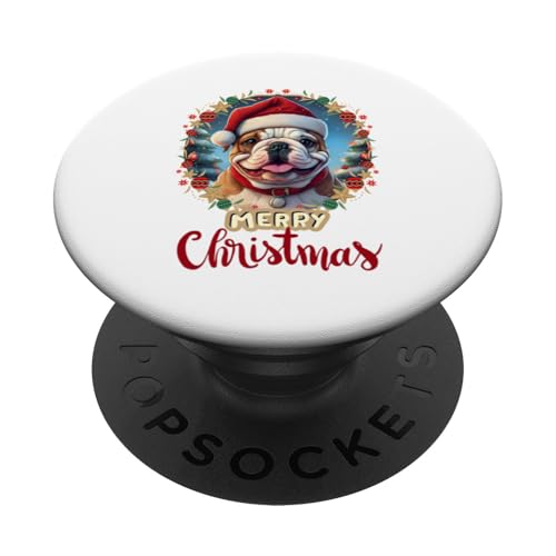 Frohe Weihnachten X-Mas Hund Motiv mit vielen Symbolen 02 PopSockets Klebender PopGrip von Curlyfox Design