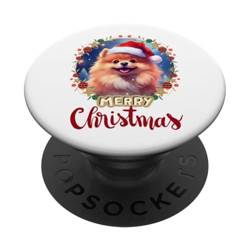 Frohe Weihnachten X-Mas Hund Motiv mit vielen Symbolen 04 PopSockets Klebender PopGrip von Curlyfox Design