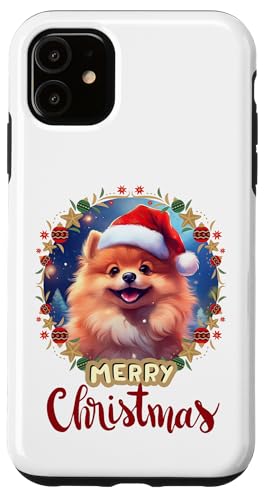 Hülle für iPhone 11 Frohe Weihnachten X-Mas Hund Motiv mit vielen Symbolen 04 von Curlyfox Design