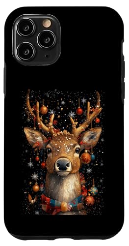 Hülle für iPhone 11 Pro Cooles Hirsch Rentier Weihnachten mit Christbaumkugeln von Curlyfox Design