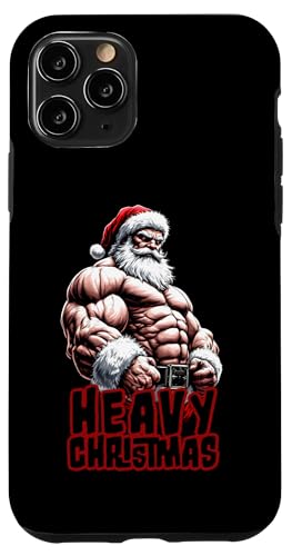 Hülle für iPhone 11 Pro Heavy Christmas Cooler Weihnachtsmann Santa Mütze Muskeln 02 von Curlyfox Design