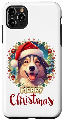 Hülle für iPhone 11 Pro Max Frohe Weihnachten X-Mas Hund Motiv mit vielen Symbolen 01 von Curlyfox Design