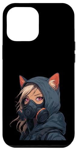 Hülle für iPhone 12 Pro Max Cute Animegirl Gaming Katzenohren Gasmaske Farbe von Curlyfox Design