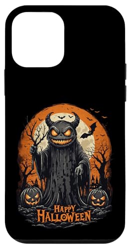 Hülle für iPhone 12 mini Cooles Halloweendesign Moonnight Motiv Monster mit Kürbissen von Curlyfox Design