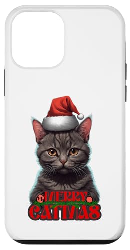 Hülle für iPhone 12 mini Merry Catmas X-Mas Katze Süsses Motiv mit Weihnachtsmütze von Curlyfox Design