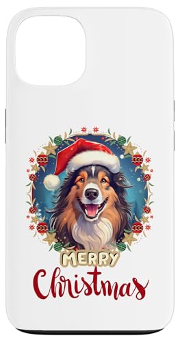 Hülle für iPhone 13 Frohe Weihnachten X-Mas Hund Motiv mit vielen Symbolen 05 von Curlyfox Design