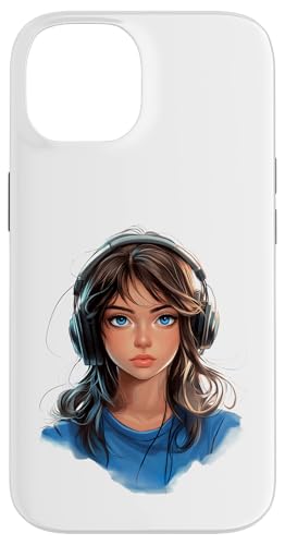 Hülle für iPhone 14 Süsses Anime Mädchen mit Kopfhörern chilling Gamergirl 03 von Curlyfox Design