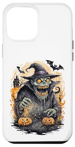 Hülle für iPhone 15 Pro Max Cooles Halloween Green Dark Monster Motiv mit Kürbissen von Curlyfox Design