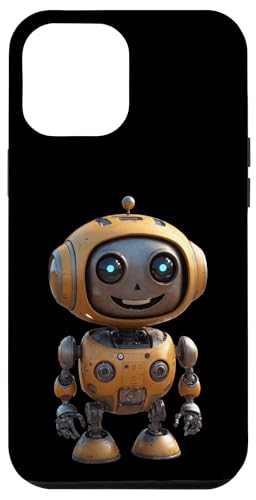 Hülle für iPhone 15 Pro Max Kleiner niedlicher Roboter lächelnd orange von Curlyfox Design