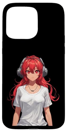 Hülle für iPhone 15 Pro Max Süsses Anime Mädchen mit Kopfhörern chilling Gamergirl 01 von Curlyfox Design