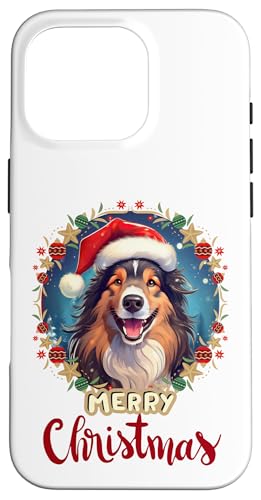 Hülle für iPhone 16 Pro Frohe Weihnachten X-Mas Hund Motiv mit vielen Symbolen 05 von Curlyfox Design