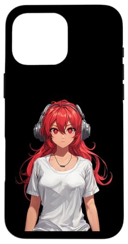 Hülle für iPhone 16 Pro Max Süsses Anime Mädchen mit Kopfhörern chilling Gamergirl 01 von Curlyfox Design