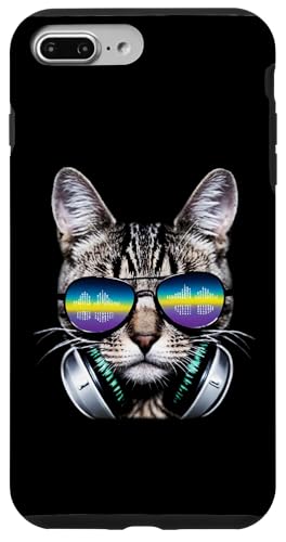 Hülle für iPhone 7 Plus/8 Plus Katze mit Kopfhörern und Sonnenbrille Cool von Curlyfox Design