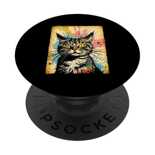 Kunstwerkkatze Süßes Katzenmotiv für Liebhaber der Kunst 16 PopSockets mit austauschbarem PopGrip von Curlyfox Design