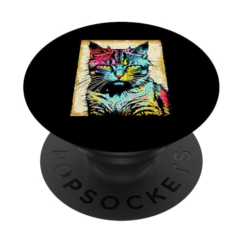 Kunstwerkkatze Süßes Katzenmotiv für Liebhaber der Kunst 17 PopSockets mit austauschbarem PopGrip von Curlyfox Design