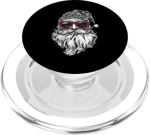 Schlechter Hipster Santa mit Sonnenbrille Biker Look PopSockets PopGrip für MagSafe von Curlyfox Design