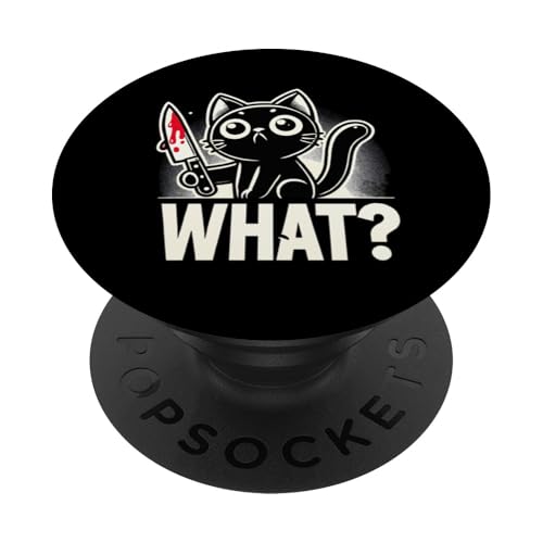 What? Katzenmotiv Lustige Motiv Verrückte schwarze Katze PopSockets mit austauschbarem PopGrip von Curlyfox Design