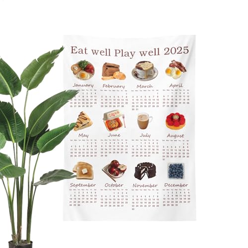 Cushangty Wandkalender 2025 aus Stoff, Kalenderhandtuch für 2025 - Monatlicher Gobelinhandtuch-Wandkalender 2025 | 12-Monats-Chic-Home-Kalender, beliebte Wandkunst, originelle Dekoration für von Cushangty