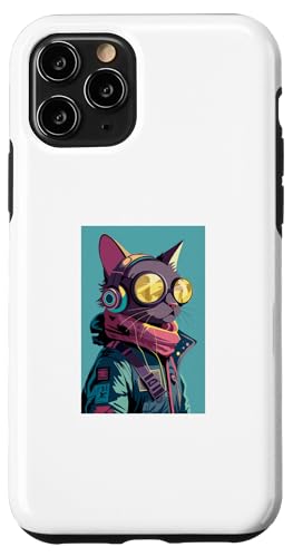 Hülle für iPhone 11 Pro Cool Cat Fluggesellschaft Pilot Worker Kopfhörer DJ von Cute, Adorable, House Music Cat Tee Gift