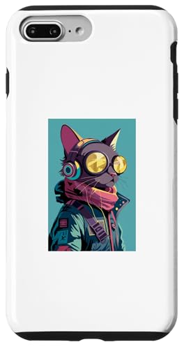 Hülle für iPhone 7 Plus/8 Plus Cool Cat Fluggesellschaft Pilot Worker Kopfhörer DJ von Cute, Adorable, House Music Cat Tee Gift