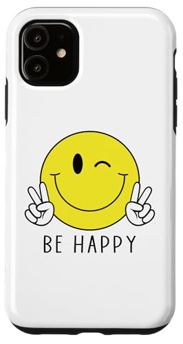 Hülle für iPhone 11 Be Happy Wink Smile Face Peace Wink Happy Face Hippie-T-Shirt von Cute 80s Smile Happy Tee