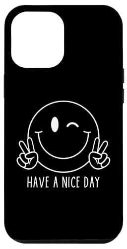 Hülle für iPhone 12 Pro Max Hab einen schönen Tag Winking Smile Face Peace Wink Happy Face T-Shirt von Cute 80s Smile Happy Tee