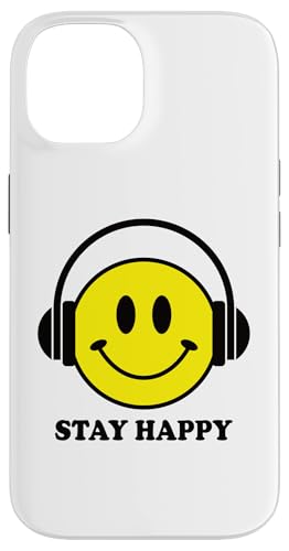 Hülle für iPhone 14 Stay Happy: Musikinspirierte Happy Face Kopfhörer Positiv von Cute 80s Smile Happy Tee