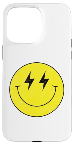 Hülle für iPhone 15 Pro Max 70er Jahre Cute Lightning Bolt Eyes Gelb Happy Smile Face von Cute 80s Smile Happy Tee