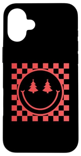 Hülle für iPhone 16 Plus Retro Weihnachten Smile Face Shirt Kariert Muster Winter von Cute 80s Smile Happy Tee