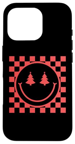 Hülle für iPhone 16 Pro Retro Weihnachten Smile Face Shirt Kariert Muster Winter von Cute 80s Smile Happy Tee