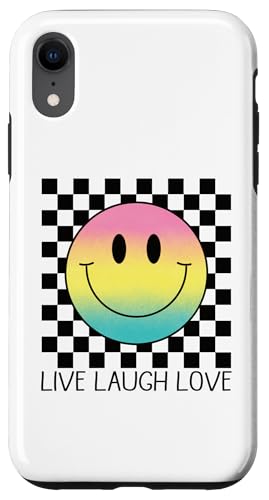 Hülle für iPhone XR Live Laugh Love Retro Rainbow Happy Face Shirt Aesthetic 70er Jahre von Cute 80s Smile Happy Tee