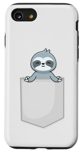 Hülle für iPhone SE (2020) / 7 / 8 Niedliches Faultier in der Tasche, entzückendes Zen-Yoga-Faultier-Tier von Cute Adorable Funny Kawaii Animals Lifestyle
